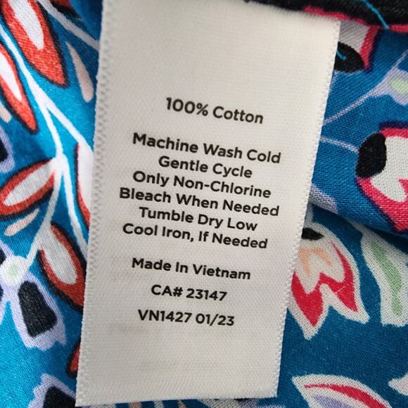 Talbots Womens Top Floral Ruffle Cotton Cap Sleeve Lightweight Popover Botanical - Picture 8 of 8